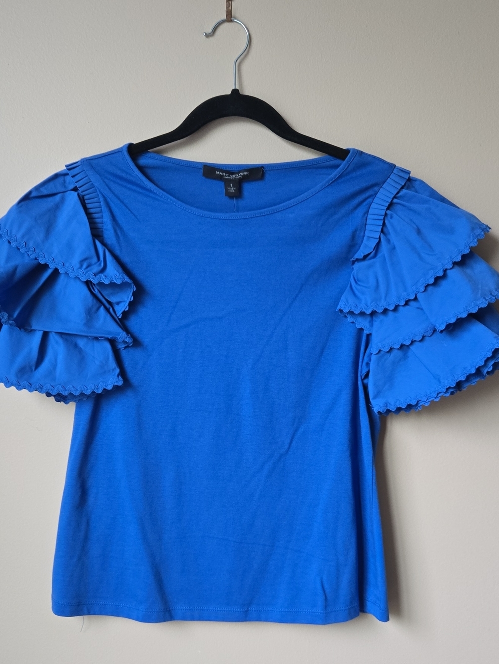 Royal Blue Ruffle Sleeve Tee
